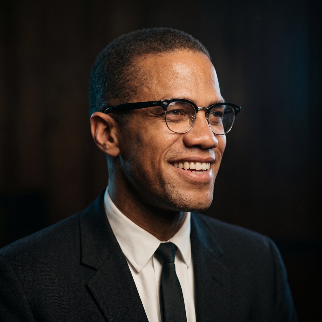 AI-created tribute portrait of Malcolm X.